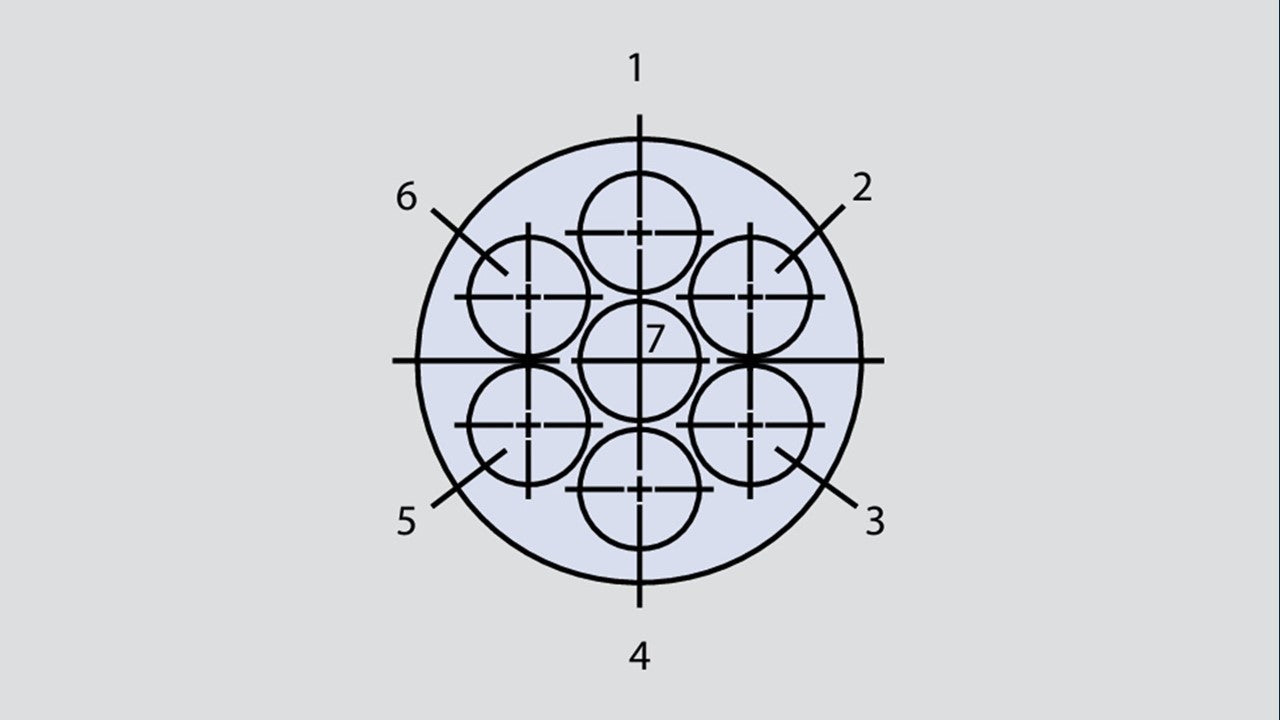 Image showing the insert arrangement of the Glenair 803-004-07M12-7PN