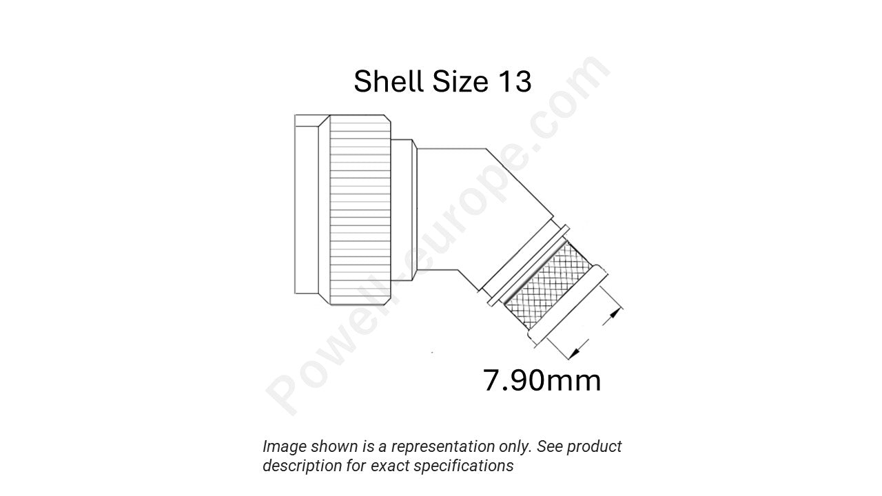 Image showing the shell size and cable insert diameter of the SPI M85049/89-13W02