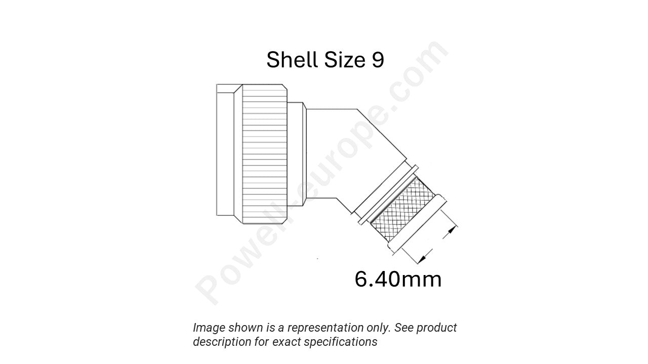 Image showing the shell size and cable insert diameter of the SPI M85049/89-9N03