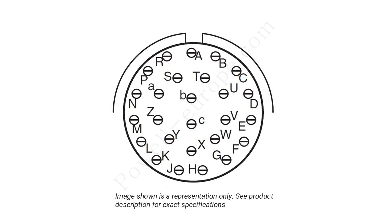 Image showing the insert arrangement and polarization of the Amphenol D38999/20KE26AB