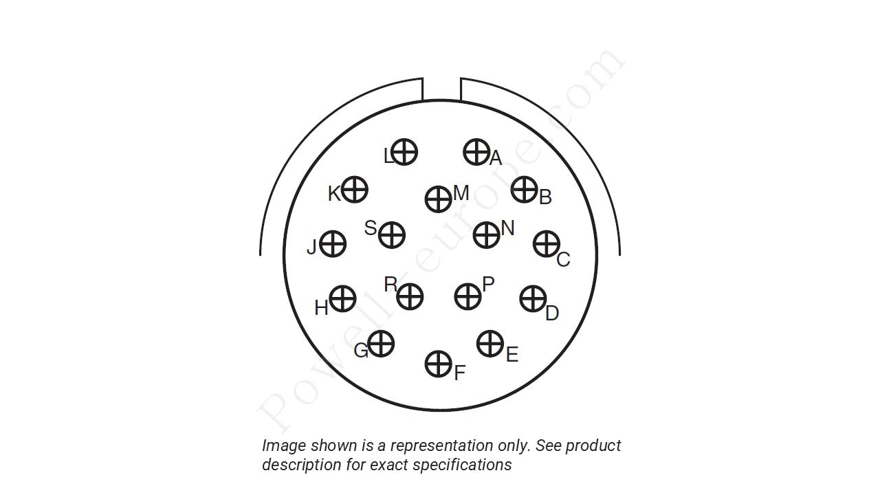 Image showing the insert arrangement and polarization of the Amphenol D38999/24TG16PN