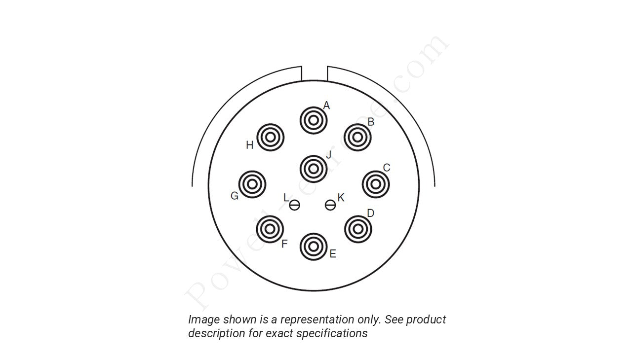 Image showing the insert arrangement and polarization of the Amphenol D38999/26KJ11PN