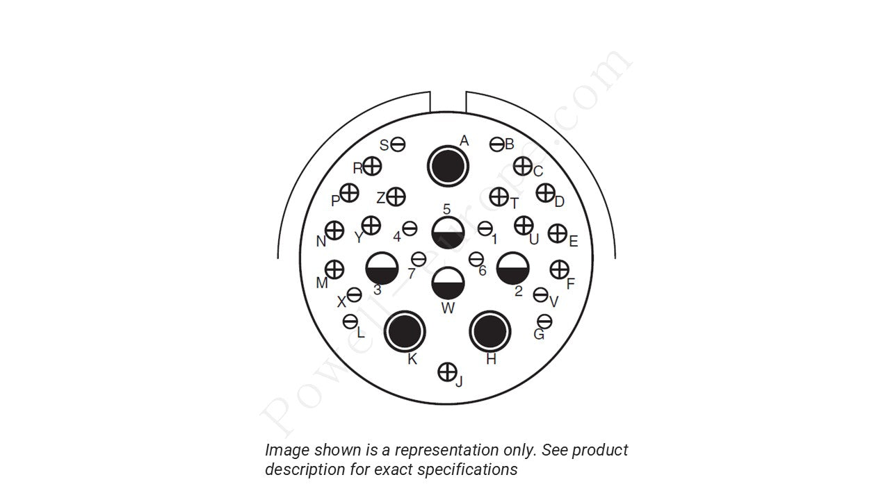 Image showing the insert arrangement and polarization of the Amphenol D38999/20FJ20PB