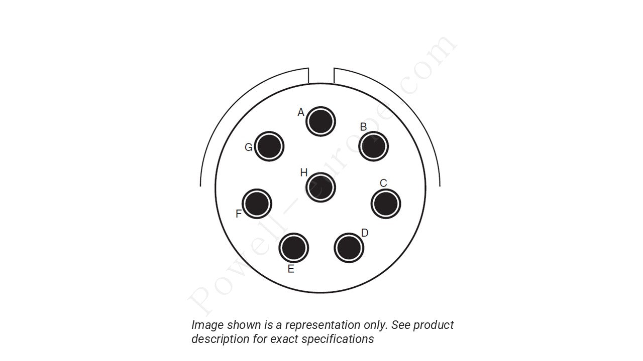 Image showing the insert arrangement and polarization of the Amphenol D38999/20WJ8SA(LC)