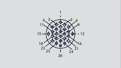 Insert arrangement of military connector in the form 10-26 used in the Glenair 800-008-06MT10-26SN connector