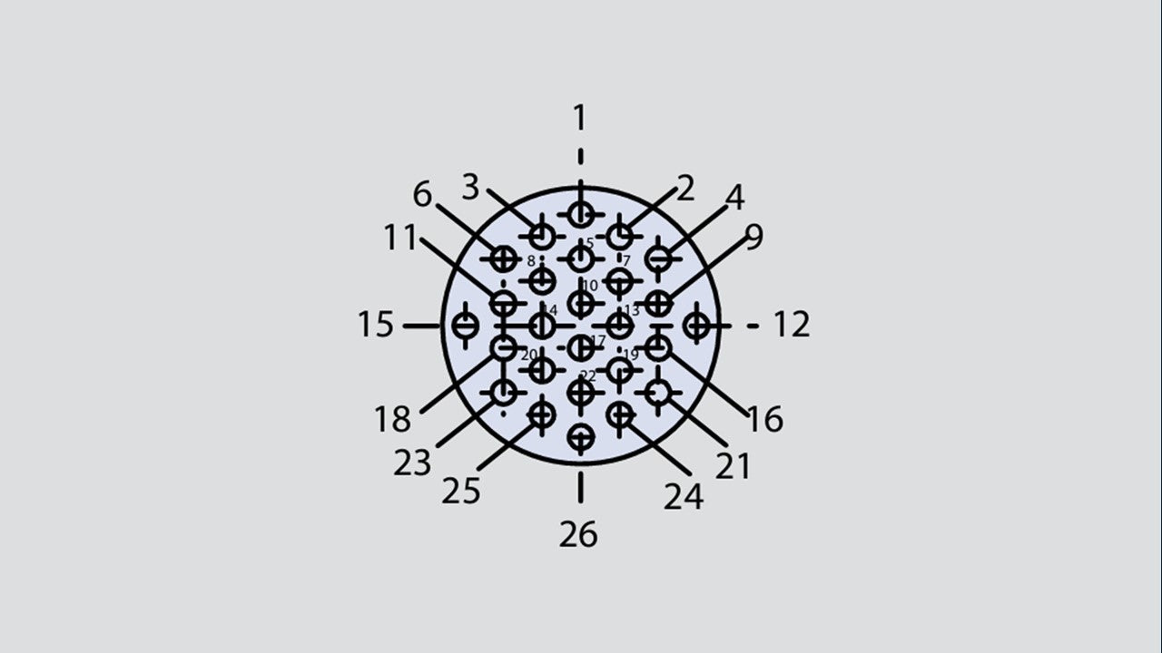 Image showing the insert arrangement of the Glenair 804-004-00ZNU10-26P