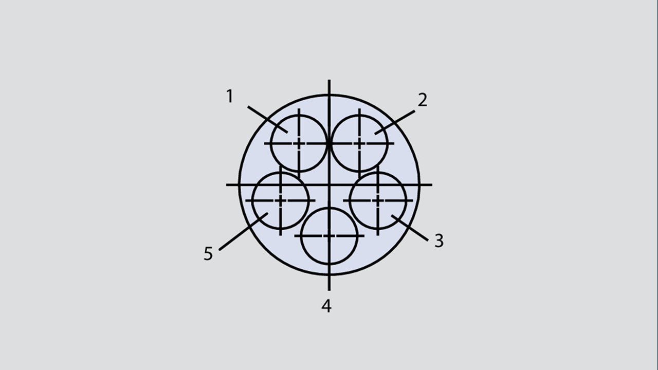 Image showing the insert arrangement of the Glenair 804-003-07M10-5P