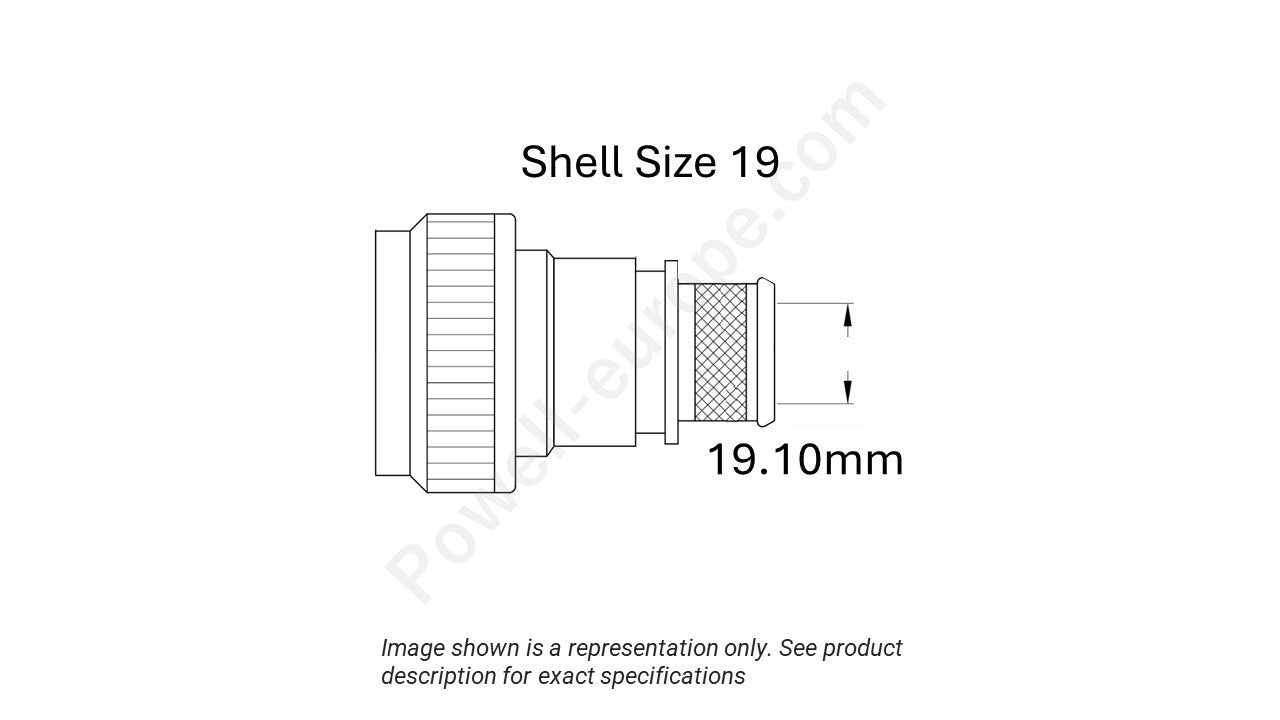 Image showing the shell size and cable insert diameter of the SPI M85049/88-19W03