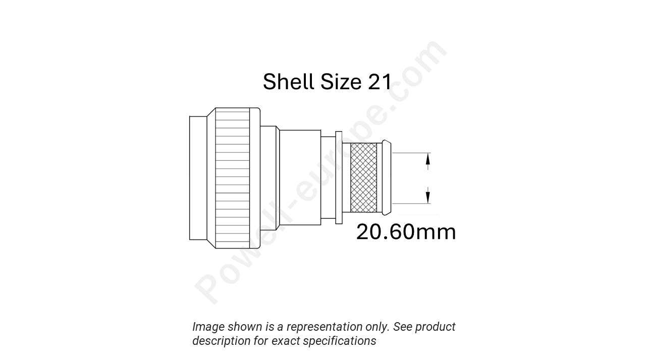 Image showing the shell size and cable insert diameter of the SPI M85049/88-21W03