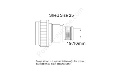 Image showing the shell size and cable insert diameter of the SPI M85049/88-25N02