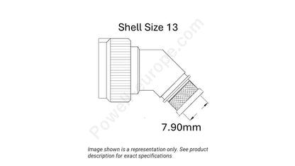 Image showing the shell size and cable insert diameter of the SPI M85049/89-13W02