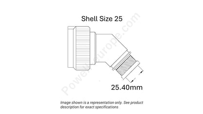 Image showing the shell size and cable insert diameter of the SPI M85049/89-25W03