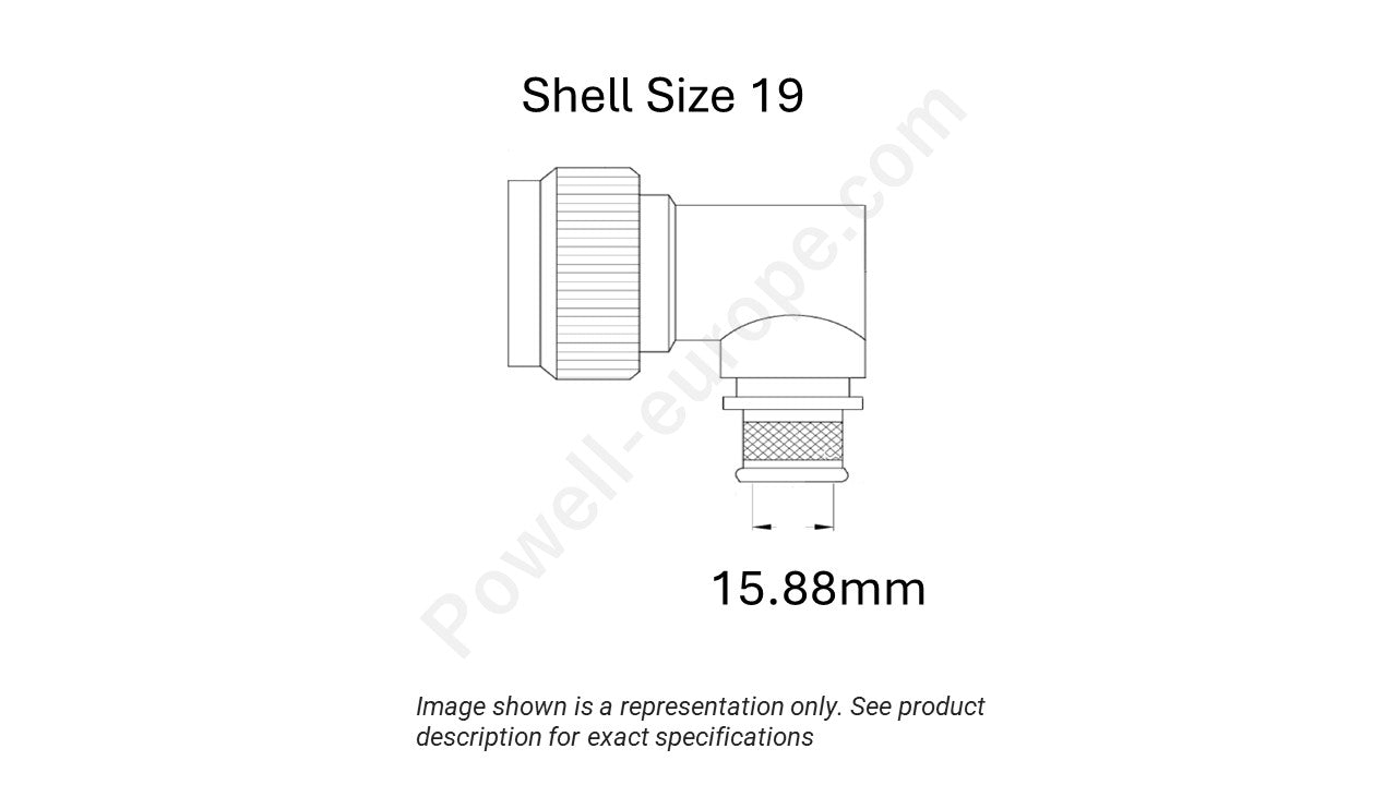 Image showing the shell size and cable insert diameter of the SPI M85049/90-19W02