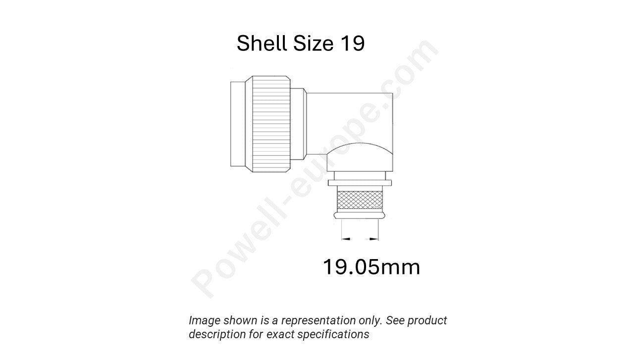 Image showing the shell size and cable insert diameter of the SPI M85049/90-19W03