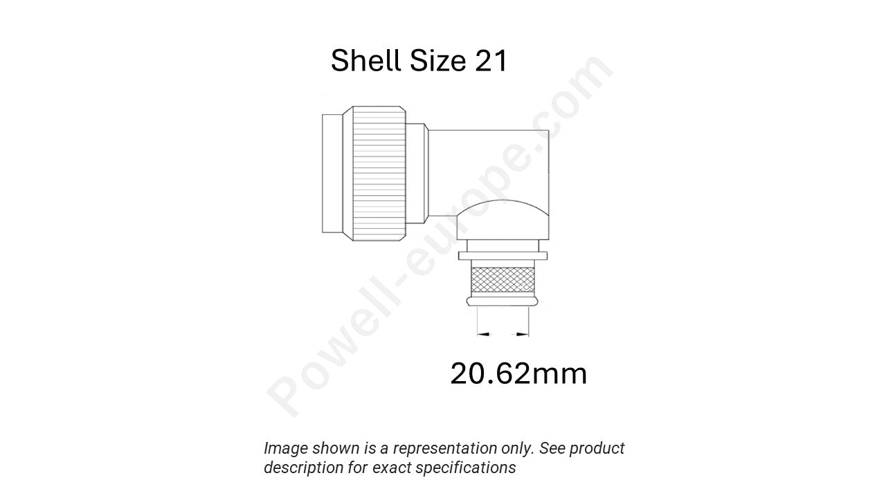 Image showing the shell size and cable insert diameter of the SPI M85049/90-21W03