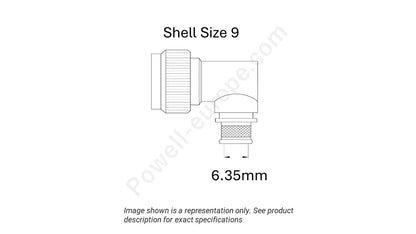 Image showing the shell size and cable insert diameter of the SPI M85049/90-9N03